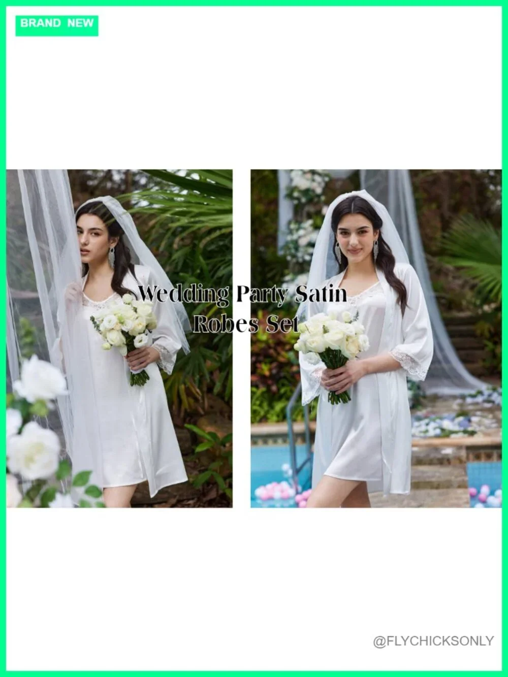 Satin Sleepwear Robes Set 2 Piece V-Neck Lace Cami Nightgown